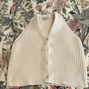 Madewell Cream Chunky Ribbed Button-Front Cardigan Vest